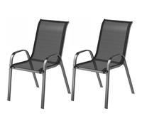 Outsunny Lot de 2 chaises de jardin chaises empilables dossiers hauts tissu maille respirante cadre acier 54 x 71 x 93 cm noir