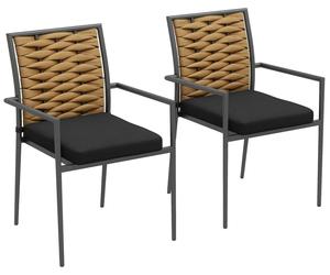 Outsunny Lot de 2 chaises de jardin en rotin Empilable Set de chaises de jardin avec coussins