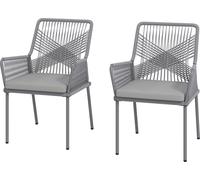 Outsunny Lot de 2 chaises de jardin en rotin Meuble de jardin avec accoudoirs Dossier