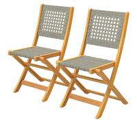 Outsunny Lot de 2 chaises de jardin FSC pliantes, assise respirante, hauteur d'assise confortable en bois massif & polyrattan