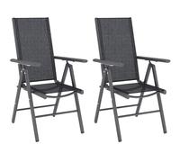 Outsunny Lot de 2 chaises de Jardin Pliantes avec Cadre en Aluminium et Dossier en Maille Respirante et accoudoirs pour Balcon, Gris foncé
