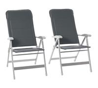 Outsunny Lot de 2 chaises de Jardin Pliantes Fauteuil d'Extérieur Gris | Dossier Haut Inclinable Multipositions, Accoudoirs, Tétière, Alu, Oxford Déperlant