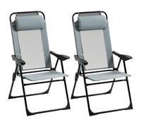 Outsunny Lot de 2 chaises de jardin set basic de 2 chaises pliantes chaise de camping accoudoir dossier réglable en 5 positions