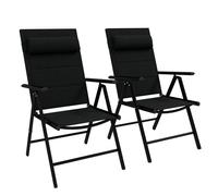 Outsunny - Lot de 2 chaises pliantes de jardin - Aluminium - 54x67x108cm - Noir