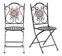 Outsunny Lot de 2 chaises Pliantes de Jardin Bistro Chaise Assise Mosaïque pour terrasse Balcon Acier Charge 120 kg
