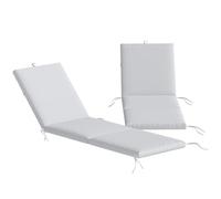 Outsunny Lot de 2 Coussins de Chaise Longue avec 5 Sangles et Poignée Intégrée, Coussin Bain de Soleil Déperlant Extérieur pour Plage Balcon Jardin, 182x53x6cm, Gris Clair
