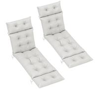 Outsunny Lot de 2 coussins de chaise longue coussin bain de soleil épais, confortable - 6 attaches, 190 x 56 x 10 cm, gris clair
