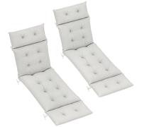 Outsunny Lot de 2 coussins de chaise longue coussin bain de soleil - šŠpais, confortable et rembourršŠ - matelas transat avec 6 attaches, 190 x 56 x 10 cm, gris clair