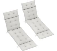Outsunny Lot de 2 coussins de chaise longue coussin bain de soleil - šŠpais, confortable et rembourršŠ - matelas transat avec 6 attaches, 190 x 56 x 10 cm, gris clair