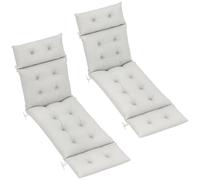 Outsunny Lot de 2 Coussins de Chaise Longue Épais 190x56x10 cm Gris Clair | Coussin Bain de Soleil, Confortable et Rembourré, Matelas Transat, avec 6 Attaches