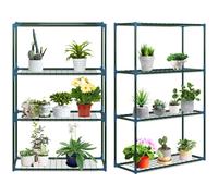 Outsunny Lot de 2 Étagères à Fleurs en acier 4 Niveaux Intérieur et Extérieur, support de plantes 70 x 27 x 110 cm, vert