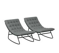 Outsunny Lot de 2 fauteuils à Bascule extérieur Coussins Épais Gris Foncé | Chaises à Bascule, Siège Tissu Textilène Respirant, Cadre en Acier, Rocking Chair Extérieur, Jardin, Terrasse, Patio