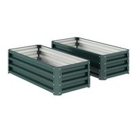 Outsunny Lot de 2 grandes jardinières d'extérieur en acier galvanisé Potagers urbains pour Terrasse Jardin 110x50x30 cm Vert