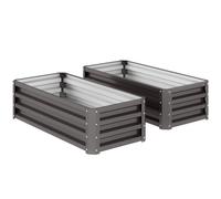 Outsunny Lot de 2 grandes jardinières extérieures en acier galvanisé Potagers urbains pour terrasse jardin 110x50x30 cm gris