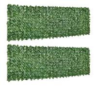 Outsunny Lot de 2 Haies Artificielles Brise-Vue 3x1m Vert | Décoration, Rouleau, Feuillage Réaliste, Anti-UV