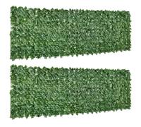 Outsunny Lot de 2 haies artificielles Brise-Vue décoration Rouleau 3L x 1H m Feuillage réaliste Anti-UV Vert