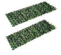 Outsunny Lot de 2 haies artificielles Feuilles de Laurier - Treillis Extensible - Brise-Vue canisse végétale Feuillage réaliste