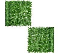Outsunny Lot de 2 Haies Artificiels Érable Brise-Vue 3L x 1H m Vert | Décoration, Rouleau, Feuillage Réaliste, Anti-UV