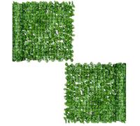 Outsunny Lot de 2 Haies artificiels érable Brise-Vue décoration Rouleau 3L x 1H m Feuillage réaliste Anti-UV Vert