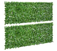 Outsunny Lot de 2 haies artificiels érable Brise-Vue décoration Rouleau 3L x 1H m Feuillage réaliste Anti-UV Vert