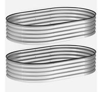 Outsunny Lot de 2 jardinières surélevées galvanisées en acier kit de lits de jardin bordure caoutchouc 152 x 91 x 30 cm argent