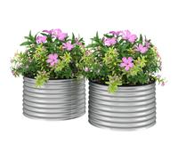Outsunny Lot de 2 jardinières surélevées kit de jardinière ronde surélevée fonds ouverts acier galvanisé 90 x 90 x 56 cm argent
