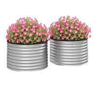 Outsunny Lot de 2 jardinières surélevées kit de jardinière Ronde surélevée Fonds Ouverts Joints en Caoutchouc protecteurs en Acier galvanisé Argent