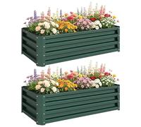 Outsunny Lot de 2 jardinières surélevées pour l'extérieur avec cadre en acier galvanisé pour cultiver des légumes, des fleurs et des herbes aromatiques Vert 110 x 50 x 30 cm