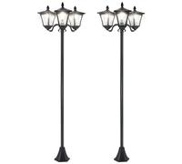 Lot de 2 lampadaires de jardin extérieur - Outsunny - solaire lumières led - acier - 51,5x47x182,5c m - noir