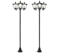Lot de 2 lampadaires de jardin extérieur - Outsunny - solaire lumières led - acier - 51,5x47x182,5c m - noir