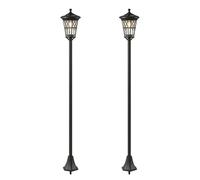 Outsunny Lot de 2 Lampadaires Solaires 1,86 m pour Jardin, Lampes de Rue en Acier Inoxydable à Hauteur Réglable Noir