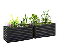 Outsunny Lot de 2 lits de jardin surélevés acier galvanisé fond ouvert 120x60x60 cm gris foncé