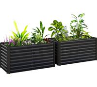 Outsunny Lot de 2 lits de jardin suršŠlevšŠs en acier galvanisšŠ, lot de 2 carršŠs potagers de jardin, fond ouvert, pour lšŠgumes š€ racines profondes, fleurs, 120 x 60 x 60 cm, gris foncšŠ