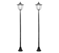 Outsunny Lot de 2 luminaires extérieurs lampadaire sur pied solaire lampadaire lanterne classique LED 60 Lm max. dim. 26L x 26l x 177H cm noir