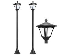 Outsunny Lot de 2 Luminaires Extérieurs Solaire 15L x 15l x 120H cm Noir | Lampadaire sur Pied, Lampadaire Lanterne Classique, LED 30 Lm