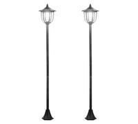 Outsunny Lot de 2 Luminaires Extérieurs Solaires 26L x 26l x 177H cm Noir | Lampadaire sur Pied, Lampadaire Lanterne Classique, LED 60 Lm max.