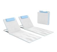 Outsunny Lot de 2 matelas de plage pliables - Hauteur réglable sur 5 niveaux - Avec sac de transport - En acier - Beige - 134 x 48 x 33-43 cm