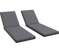 Outsunny Lot de 2 Matelas pour Chaise Longue transat Bain de Soleil avec Sangles d'attache pour Jardin dim. 190,5L x 58,4l x 7H cm Gris