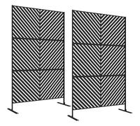 Outsunny Lot de 2 Panneaux Brise Vue Décoratif 122 x 45 x 198 cm Noir | Paravent Extérieur, Motif Géométrique Ajouré, en Acier