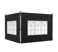 Outsunny Lot de 2 Parois Latérales pour Tonnelle 3x3m 295x195cm Noir | Panneau pour Pavillon, avec Fenêtre, Tissu Oxford, Rideau pour Tonnelle
