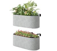 Outsunny Lot de 2 pots de fleurs suspendus avec système de drainage, trou et crochets 42 x 16 x 15 cm Gris clair