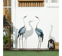 Outsunny Lot de 2 statues de jardin sculpture de la grue décoration d'oiseau extérieure en acier pour terrasse balcon cour pelouse 72,5 à 74 cm Description:Ce tapis d'extérieur Outsunny est parfait po