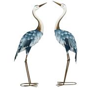 Outsunny Statues de jardin Lot de 2 Grues en acier décoration extérieure 72,5 à 74 cm