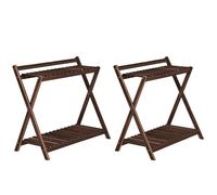 Outsunny Lot de 2 support plantes intérieur 2 niveaux étagères à plants avec support arrière 73 x 36 x 64 cm marron