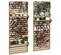 Outsunny Lot de 2 support plantes intšŠrieur porte plante intšŠrieure avec šŠtagššres suspendues pour plantes et treillis š€ lattes pour l'escalade pour le balcon et la terrasse en bois massif bois na
