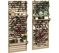 Outsunny Lot de 2 support plantes intšŠrieur porte plante intšŠrieure avec šŠtagššres suspendues pour plantes et treillis š€ lattes pour l'escalade pour le balcon et la terrasse en bois massif bois na