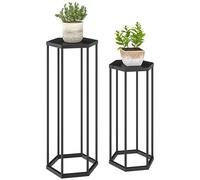 Lot de 2 supports pour plantes - Outsunny - hexagonal - intérieur et extérieur - cadre en métal - noir