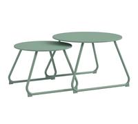 Outsunny Lot de 2 Tables Basses Rondes gigognes empilables de Jardin métal époxy, Table d'Appoint Stable pour extérieur Ø60 et Ø48 cm, Vert