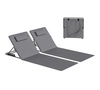 Outsunny Lot de 2 tapis de plage avec dossier réglable, pliables, légers, avec oreiller, sac de rangement, chaise longue pour plage, jardin, gris foncé
