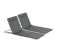 Outsunny Lot de 2 Tapis de Plage Pliants 124x53x35-45cm Gris | Dossier Réglable 5 Positions, Matelas de Plage, Appui-Tête Réglable, Tissu Oxford, Sac de Transport Inclus